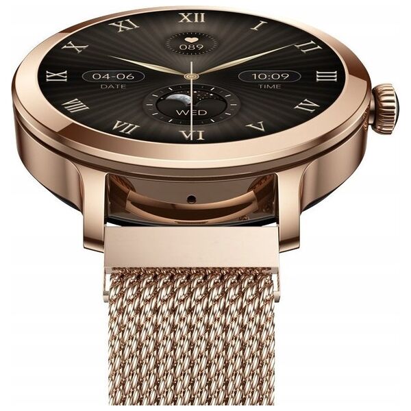 Smartwatch Damski Veltori VT340-1 Złota Bransoleta + Różowy Pasek Silikonowy