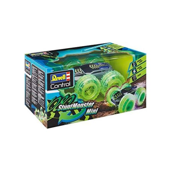 Revell Revell Control 23509 RC Car StuntMonster 1080 Mini, 2,4 GHz, napęd na wszystkie koła 4WD, z funkcją przewrócenia, można jeździć po obu stronach, opony z samochodem zdalnie sterowanym LED, 24 cm