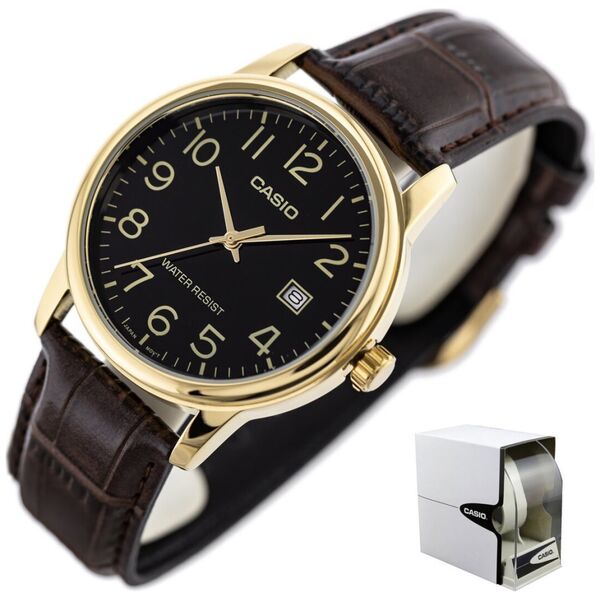 Zegarek Casio Zegarek marki Casio model MTP-V002G kolor Brązowy. Akcesoria męski. Sezon: Cały rok NoSize