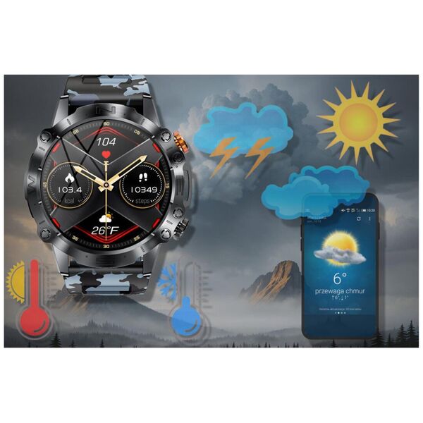 Smartwatch Gravity SMARTWATCH MĘSKI GRAVITY GT20-5 - AMOLED, DODATKOWY PASEK (sg024e) NoSize