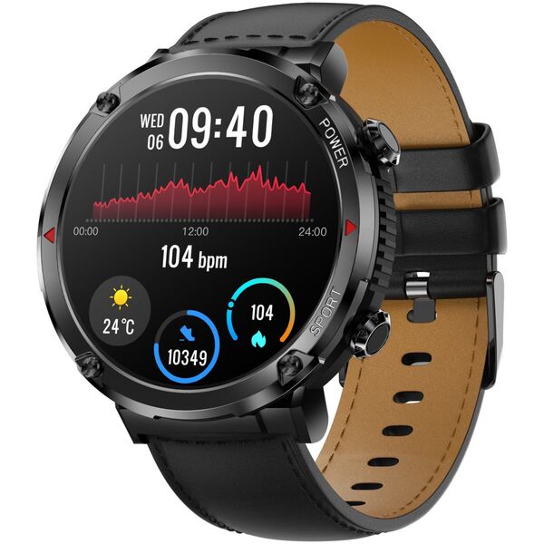 Smartwatch Gravity Zegarek męski SMARTWATCH GRAVITY GT21-3 BK/BK LEATHER / BK