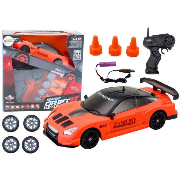 Autko Sportowe Zdalnie Sterowane R/C 1:24 Pomarańczowe Wymienne Koła LEAN Toys