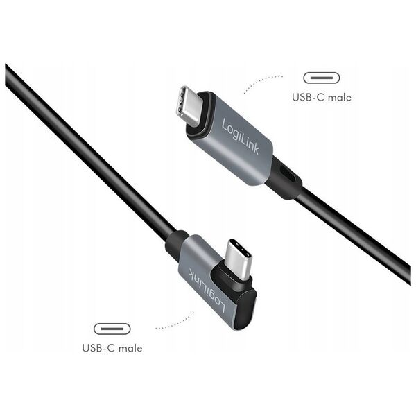 LogiLink CU0183 kabel USB USB 2.0 2 m USB C Czarny, Srebrny