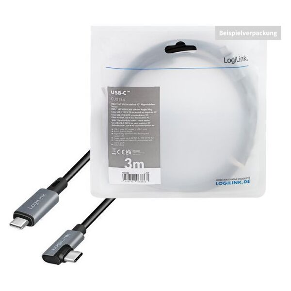 LogiLink CU0183 kabel USB USB 2.0 2 m USB C Czarny, Srebrny
