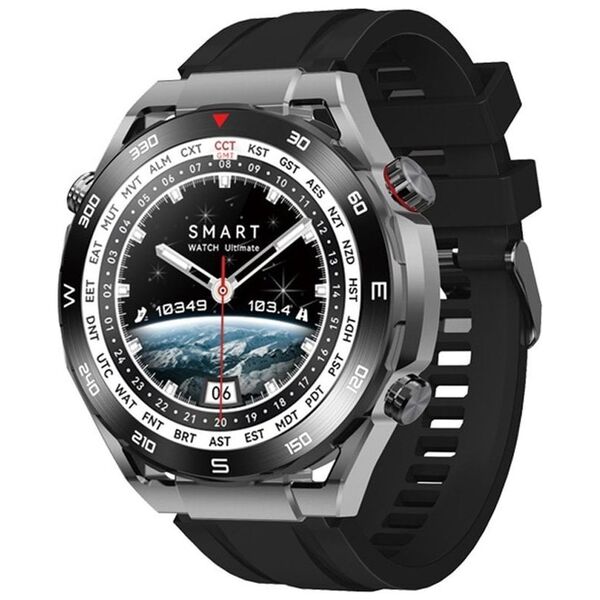 Smartwatch Veltori VT100-1 + Czarny Pasek Silikonowy + Czarny Eko Skóra