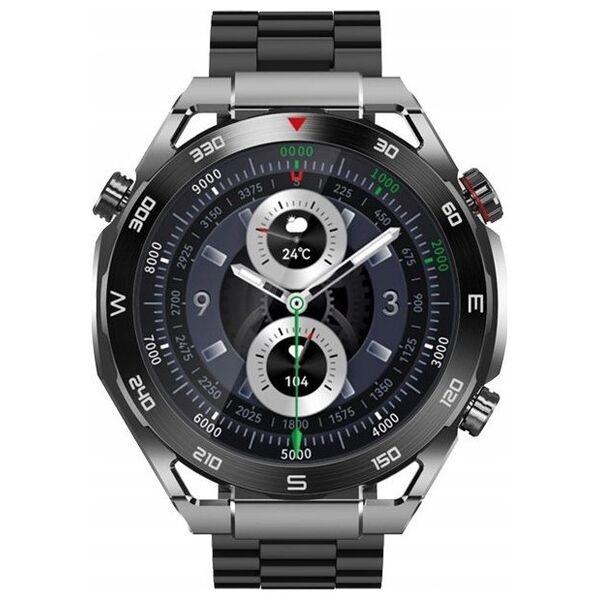 Smartwatch Veltori VT100-1 + Czarny Pasek Silikonowy + Czarny Eko Skóra