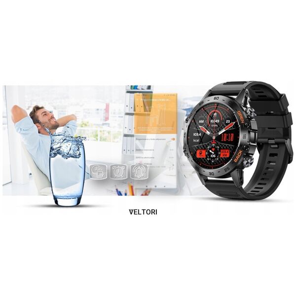 Smartwatch Veltori VT120-1 Czarny Pasek Silikonowy