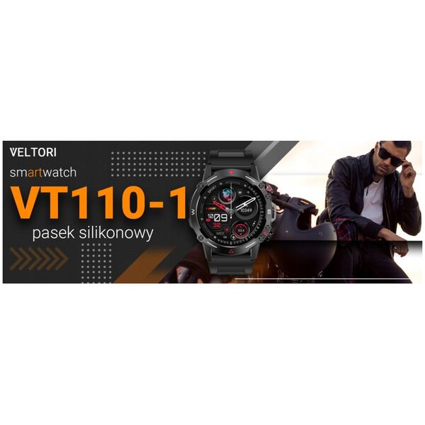 Smartwatch Veltori VT110-1 Czarny Pasek Silikonowy