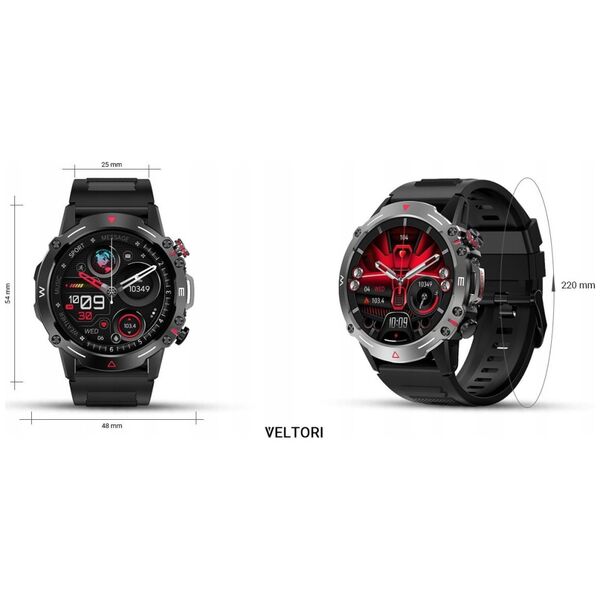 Smartwatch Veltori VT110-1 Czarny Pasek Silikonowy