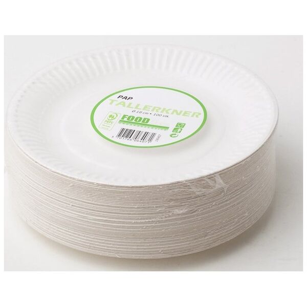 Tallerken frokost pap 18 cm 100stk/pak - (100 stk.)