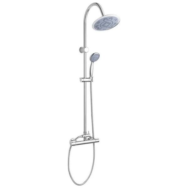 Shower system INVENA GRACJA, rain and hand shower, mixer, chrome finish.
