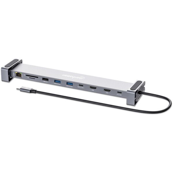 Manhattan 190398 stacja dokująca Przewodowa USB 3.2 Gen 1 (3.1 Gen 1) Type-C Szary