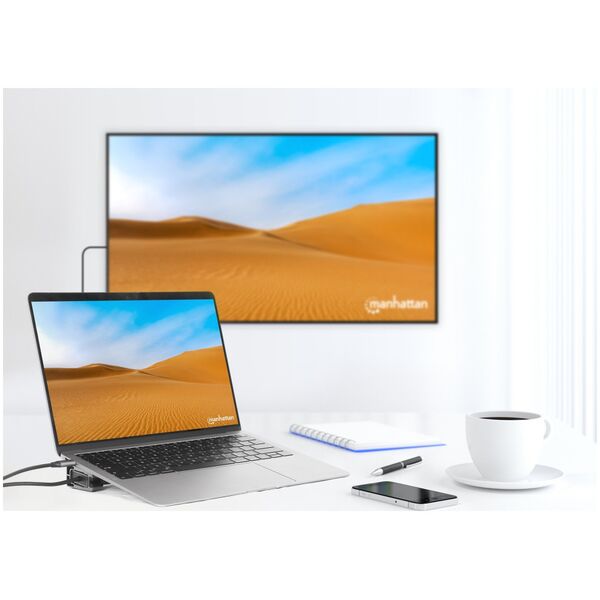 Manhattan 190398 stacja dokująca Przewodowa USB 3.2 Gen 1 (3.1 Gen 1) Type-C Szary