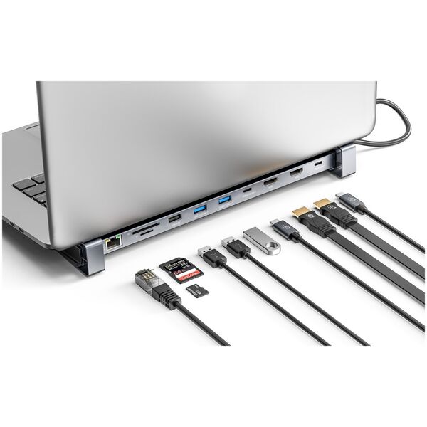 Manhattan 190398 stacja dokująca Przewodowa USB 3.2 Gen 1 (3.1 Gen 1) Type-C Szary