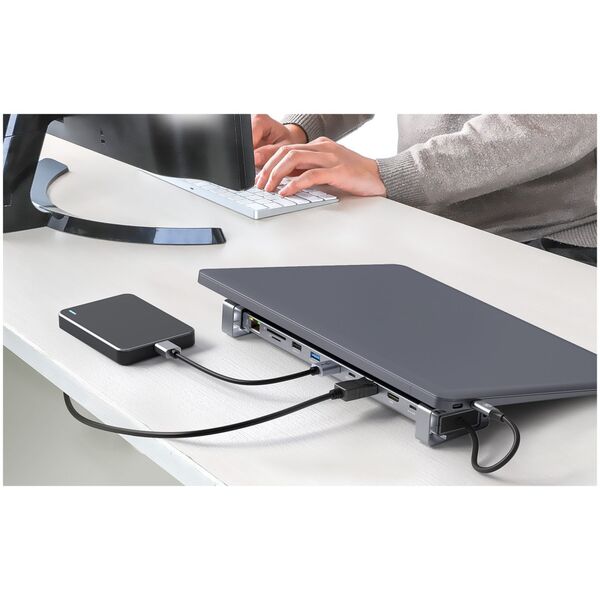 Manhattan 190398 stacja dokująca Przewodowa USB 3.2 Gen 1 (3.1 Gen 1) Type-C Szary