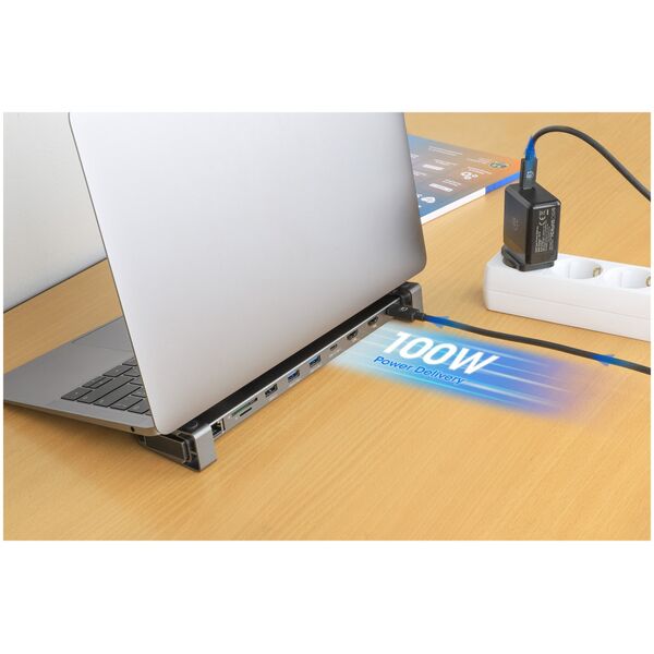 Manhattan 190398 stacja dokująca Przewodowa USB 3.2 Gen 1 (3.1 Gen 1) Type-C Szary
