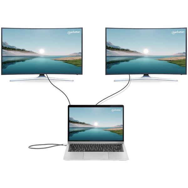 Manhattan 190398 stacja dokująca Przewodowa USB 3.2 Gen 1 (3.1 Gen 1) Type-C Szary