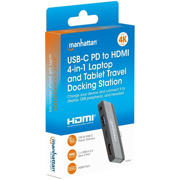Manhattan 190404 stacja dokująca Przewodowa USB 3.2 Gen 2 (3.1 Gen 2) Type-C Szary