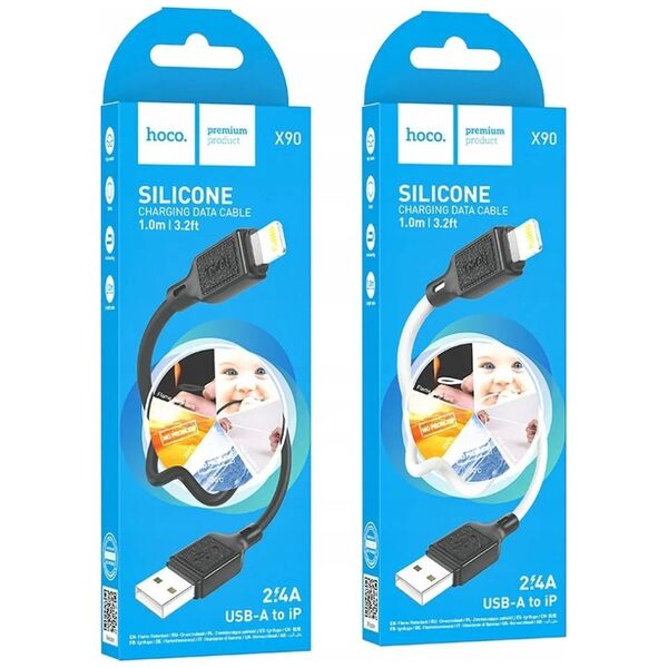 Kabel USB Hoco HOCO kabel USB A do Lightning 2,4A X90 1 m czarny