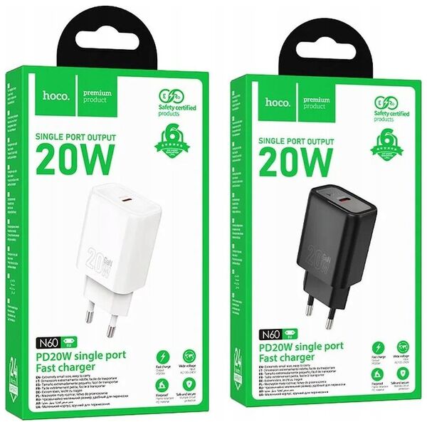 HOCO ładowarka sieciowa Typ C PD QC 20W N60 biała