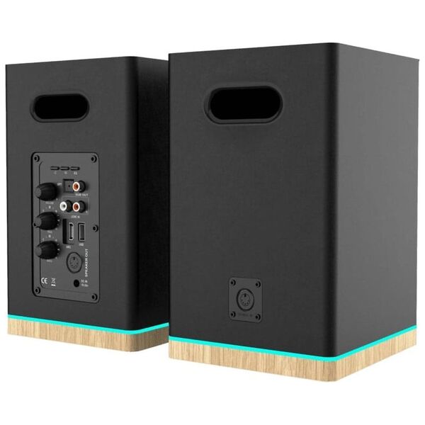 GŁOŚNIKI PÓŁKOWE BS-60BK LED CZARNE (BLUETOOTH, 2x90W, RCA, USB, OPTYCZNE, BASS-REFLEX, PILOT)