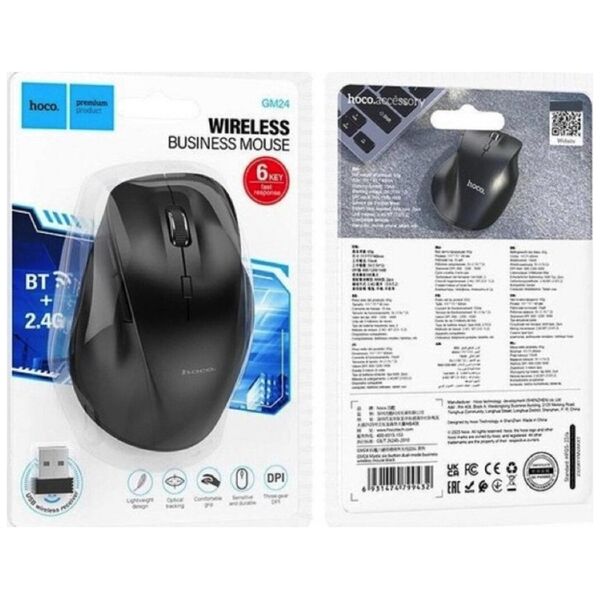 Mysz Hoco HOCO mysz komputerowa bezprzewodowa 2,4G 1600 dpi GM24 czarna