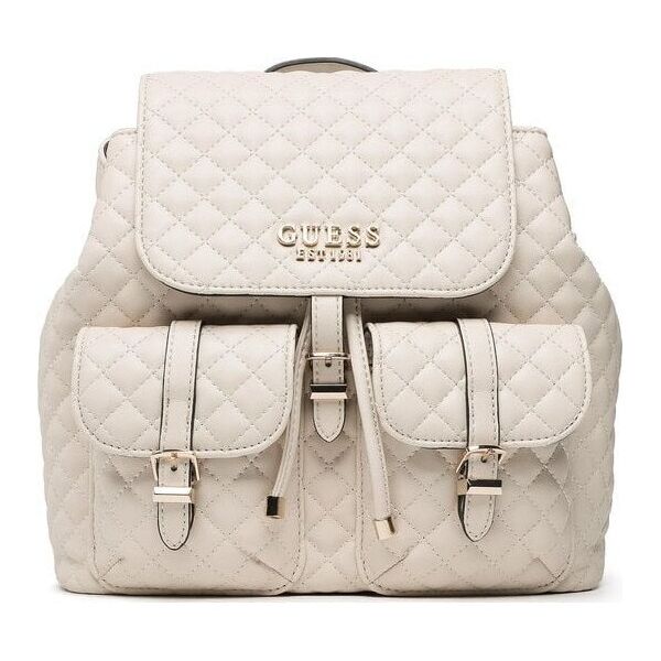Guess, Adam Flap, Polyurethane, Textile Backpack, Stone, For Women For Women