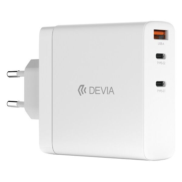 Devia wall charger Extreme PD 140W 2x USB-C 1x USB white for laptops 6938595366147