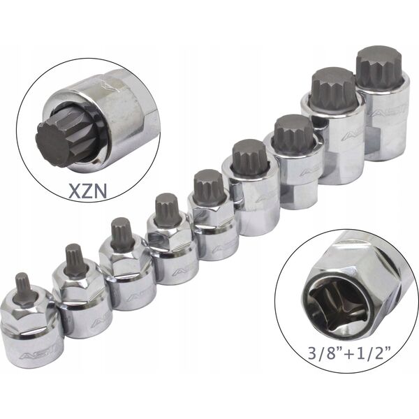 ASTA LOW PROFILE SOCKETS - XZN 3/8" - 1/2" ON RAIL