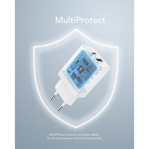 Ładowarka Veger VEGER ładowarka sieciowa USB A + Typ C PD QC3.0 3A 30W VLS302U biała