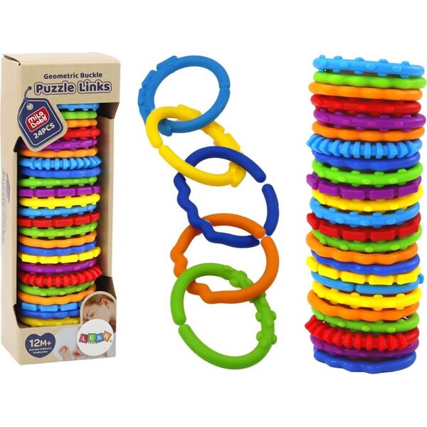 LeanToys Bransoletki Sensoryczne Dla Niemowlaka Kolorowe 24 Sztuki