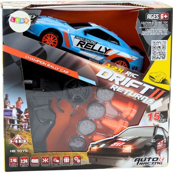 Autko Sportowe Zdalnie Sterowane R/C 1:24 Niebieski Wymienne Koła