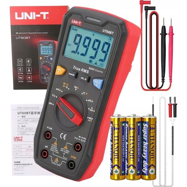 Skaitmeninis multimetras DC/AC1000V|  DC/AC 10A|  100MO| 10mF|  10MHz| -40-1000C| BT, UNI-T
