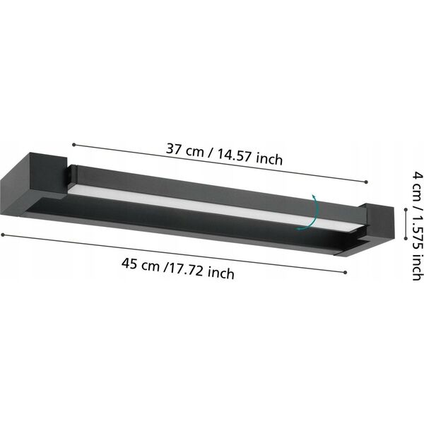 LED mirror light EGLO Gemiliana, IP44, 8.9W, 4000K, 1000lm, black, 45 x 4 cm
