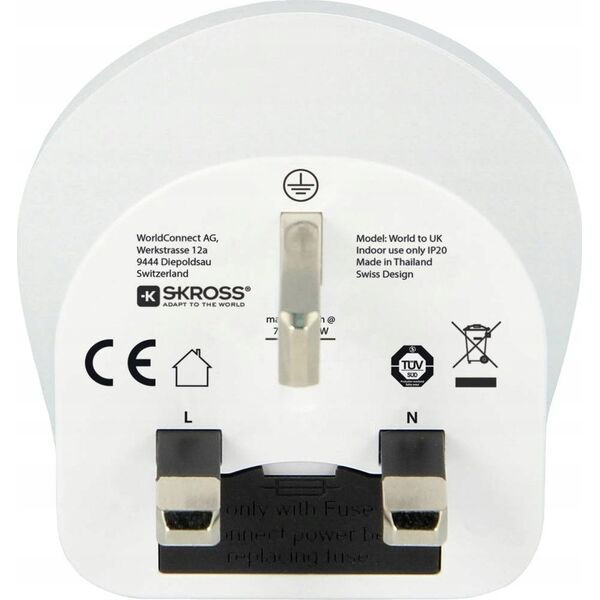 Adapteris UK kistukas - universalus lizdas 230V 7A SKROSS
