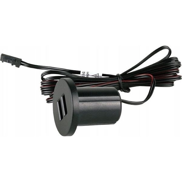 Ileidziamas USB kroviklis, baldinis, su 12Vdc iej. USB-A + USB-C, 2.1A, su L813 jungtimi Design Light