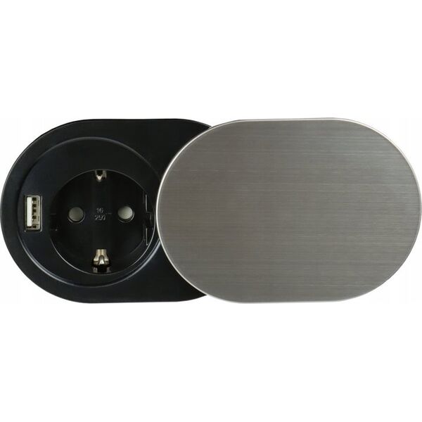 Ilgiklis montuojamas balde 1x Schuko, 1xUSB (krovimui 5V 2.4A) 1.9m slifuoto plieno Design Light