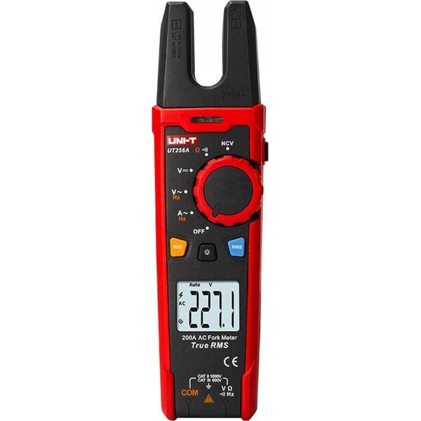 Sakutes tipo sroves matuoklis CAT II 1000V, CAT III 600V|  DC/AC 1000V|  AC 200A|   60MO|  10KHz|  NCV|  TRMS| UNI-T