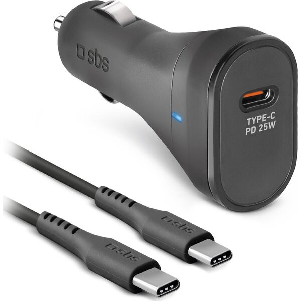 Kabel USB XXX_sbs (SBS Mobile) SBS PD KFZ-Ladegerät 25W USB-C + USB-C Kabel 1m