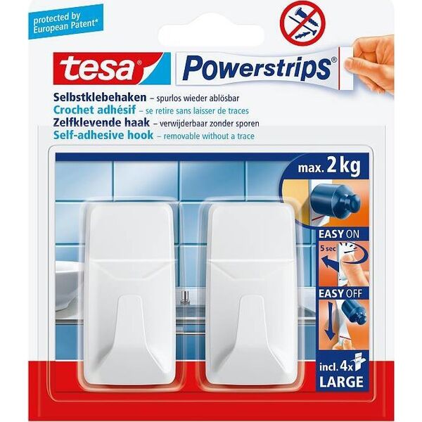 Tesa tesa Powerstrips Haken L rechteckig weiß