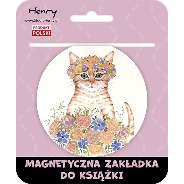 Zakładka magnetyczna kulka 2 kot w kwiatach
