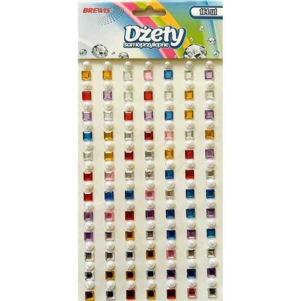 Dżety samoprzylepne kwadraty perły 164szt