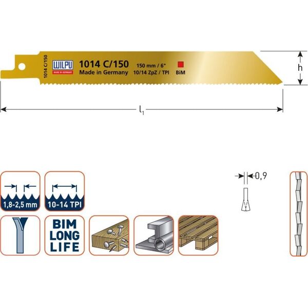 Wilpu Saws for wood, plastic WILPU 135/150 5 pcs. 130mm 1014C/150