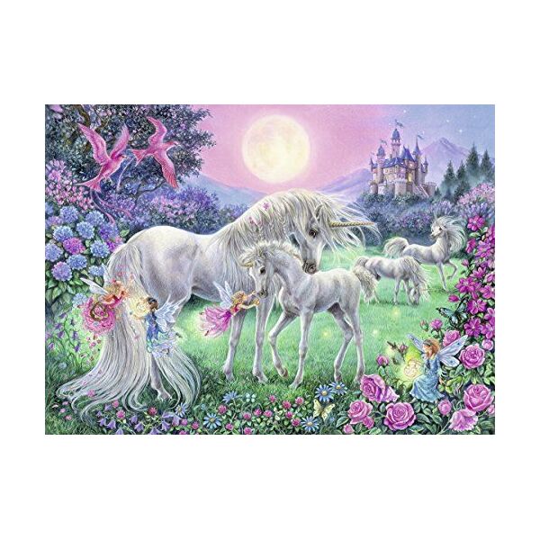 Ravensburger Puzzle dla dzieci Ravensburger 13670 - jednorożce w świetle księżyca 100 elementów XXL - puzzle dla dzieci od 6 lat - świeci w ciemności
