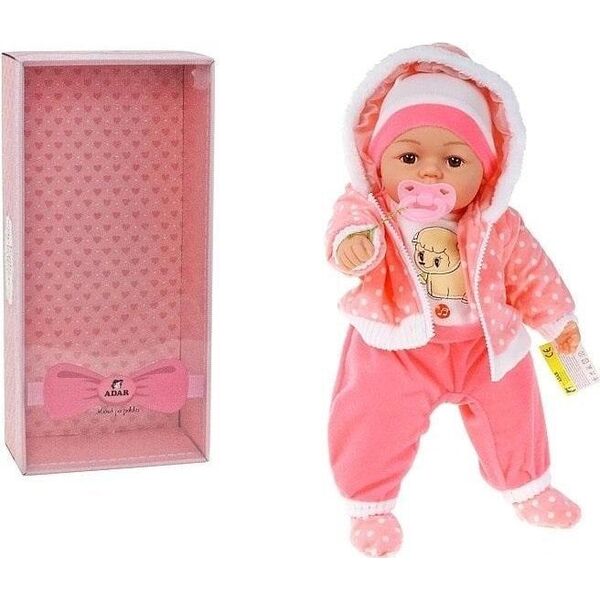 Adar Lalka bobas 45cm ze smoczkiem z dźwiękiem w pudełku 543195-560222 Adar