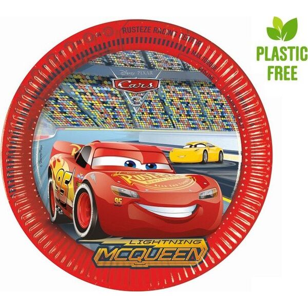 PROCOS Talerzyki papierowe Cars 3, 23cm, 8 szt. (plastic-free)