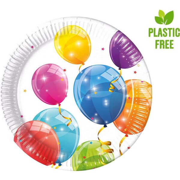 PROCOS Talerzyki papierowe Sparkling Balloons, 20 cm, 8 szt.