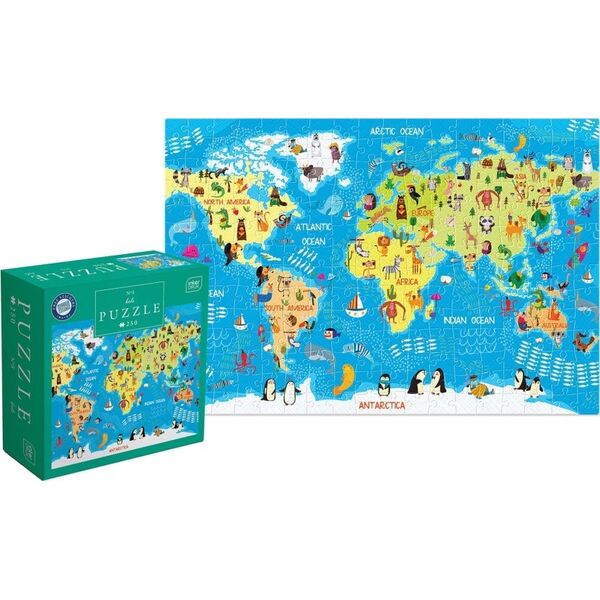 Puzzle Kids 250 Elementów World Map Interdruk