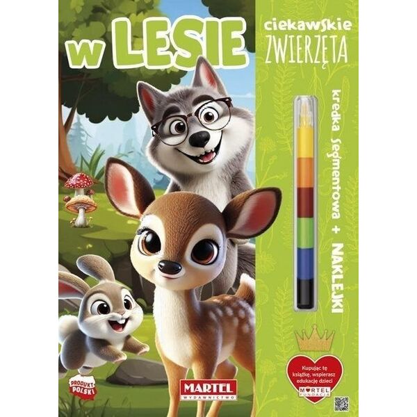 Ciekawskie zwierzęta W lesie z kredką i naklejkami