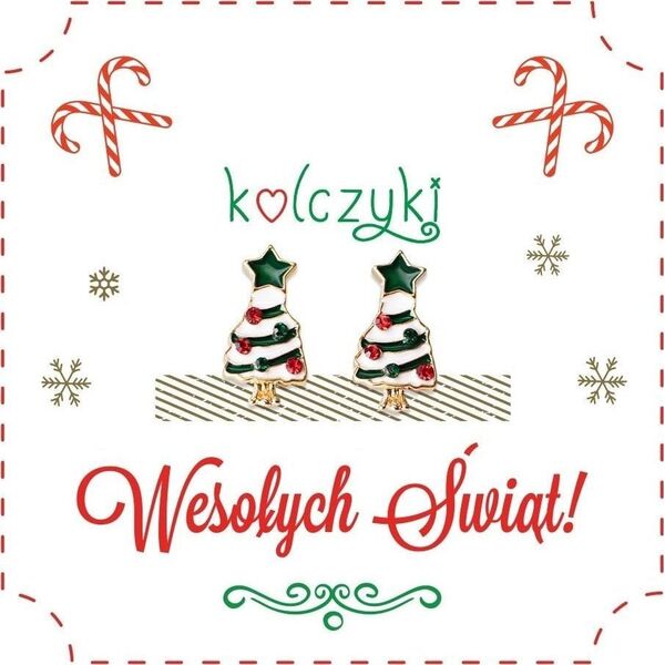Kolczyki świąteczne na prezent Choinki